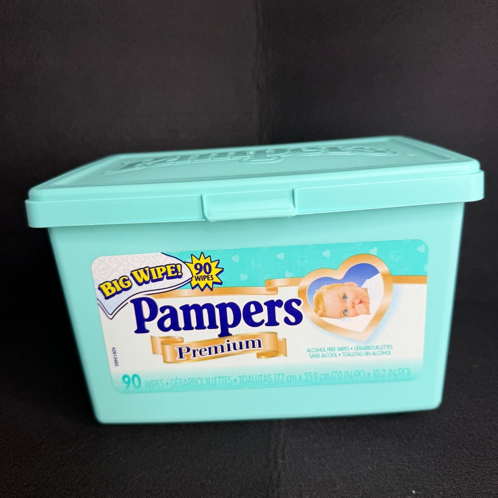 Vintage Pampers Big Wipe EMPTY Container Plastic 1999 90s Y2K Prop Vintage Baby